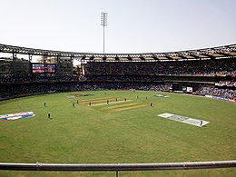 Stadium during the first innings of the 2011 Cricket World Cup final between Sri Lanka and India.