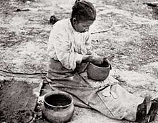 A Catawba potter making an olla, 1908