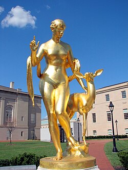 Darlington Memorial Fountain's nymph and fawn