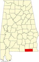 Map of Alabama highlighting Geneva County