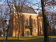 Brick Gothic St. Bartholomew Church (14th–16th centuries) and its bell tower