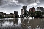 Looking toward Downtown Calgary from Riverfront Avenue during the 2013 Alberta floods (June 21, 2013)