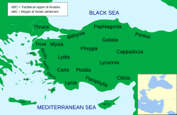 Lokasi Lydia dalam Anatolia