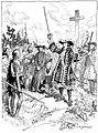 Simon François Daumont de Saint-Lusson prenant possession de la région des Grands Lacs au nom du Roi Louis XIV de France, lors d'une cérémonie tenue à Sault Ste. Marie le 14 juin 1671, dessin de 1895.