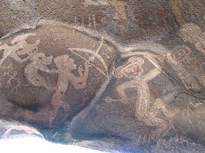 «El Danzarín» (el ballarí), pintura rupestre de cultura La Candelaria, a Icaño (Catamarca)