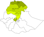 Karta över etiopisk-katolska kyrkans jurisdiktioner över Etiopien.