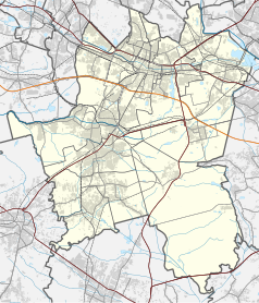 Mapa konturowa Katowic, u góry znajduje się punkt z opisem „Haperowiec - „Żyleta””