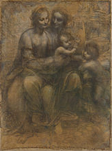 Charcoal drawing of two women holding two children on their knees