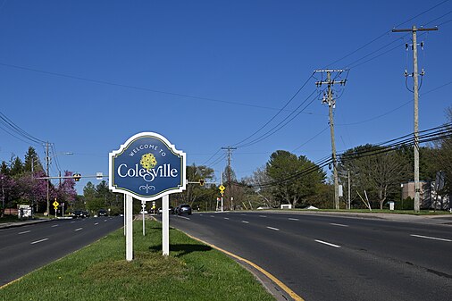 Colesville welcome sign, Randolph Rd