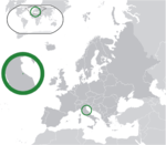 ヨーロッパにおけるサンマリノの地図