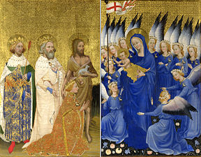 Nel Dittico Wilton (1400 ca.), realizzato per re Riccardo II d'Inghilterra, vi è un uso sontuoso del blu oltremare.