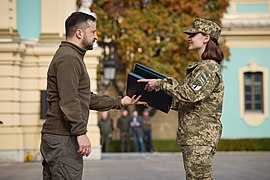 Remise de médaille lors de la Journée des défenseurs et défenseuses de l'Ukraine de 2022.