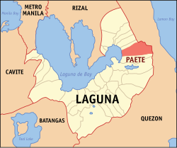 Map of Laguna with Paete highlighted
