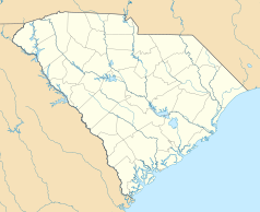 Mapa konturowa Karoliny Południowej, w centrum znajduje się punkt z opisem „Orangeburg”