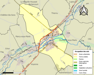 Carte en couleurs présentant l'occupation des sols.