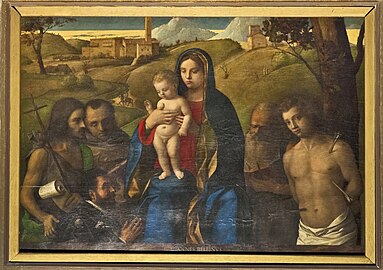 Vierge à l'Enfant avec quatre saints et le donateur par Giovanni Bellini (1507)