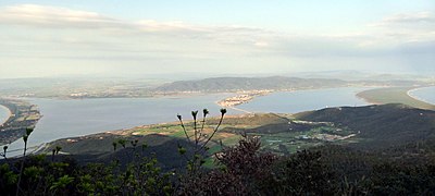 Double tombolo de Monte Argentario,Toscane, Italie