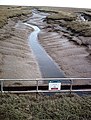 Grange Outfall, (looking downstream (E)) where the brook flows out into the North Sea.