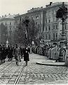 Austro-Hungarian infantry march past Emperor Franz Joseph I on the centenary of the Battle of Leipzig, 1813