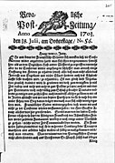 A front page of Revalsche Post-Zeitung (newspaper published 1689–1710)