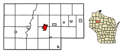 Location of Ladysmith in Rusk County, Wisconsin.