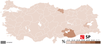 Stimmenanteile der Bürgermeisterkandidaten der SP nach Provinzen.