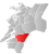 Verdal markert med rødt på fylkeskartet