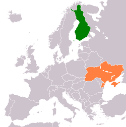 Map indicating locations of Finland and Ukraine