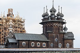 The multi-domed Pokrovskaya Church. Kizhi Pogost (Karelia)