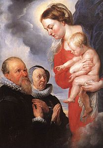 Vierge à l'enfant et portraits des donateurs Alexandre Goubau et son épouse Anne Antoni (ca. 1604) de Pedro Pablo Rubens (óleo sobre tela)