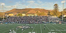 Cal Poly quarterback Sam Huard looks downfield during a Big Sky Conference football game against Northern Colorado on Oct. 21, 2023.