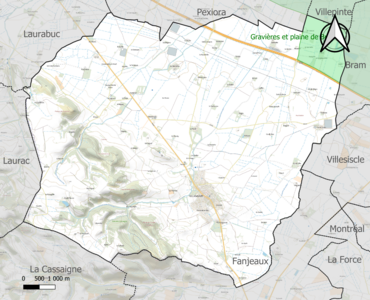 Carte de la ZNIEFF de type 1 sur la commune.