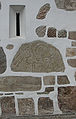 Stones from a Zapotec temple that were incorporated into the walls of Iglesia Preciosa Sangre de Cristo in Teotitlán del Valle, Oaxaca, Mexico.