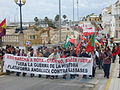 Una protesta contra la presencia militar estadounidense.