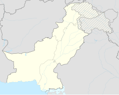 Mapa konturowa Pakistanu, na dole po lewej znajduje się punkt z opisem „Turbat”