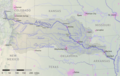 Wichita en un mapa del río Arkansas