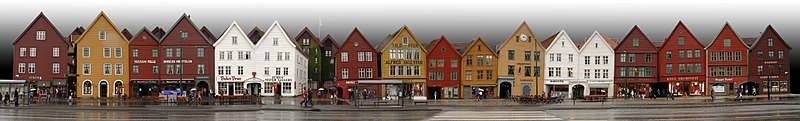 Panoramisch zicht op Bryggen.