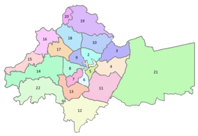 Carte des districts d'Amman.