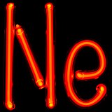 Tubos de descarga de gás laranja luminosos em forma de letras N e e