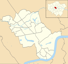 Mapa konturowa City of Westminster, blisko centrum u góry znajduje się punkt z opisem „Marylebone”