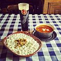 Image 29Halušky with bryndza cheese, kapustnica soup and Zlatý Bažant dark beer—examples of Slovak cuisine (from Culture of Slovakia)