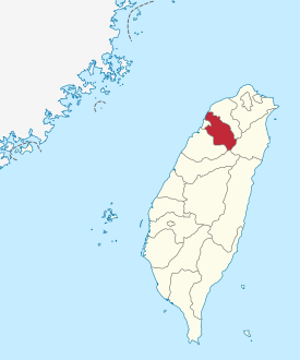 Karte von Taiwan, Position von Landkreis Hsinchu hervorgehoben