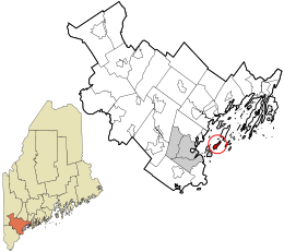 Location in Cumberland County and the state of Maine.