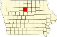 Map of Ajova highlighting Wright County