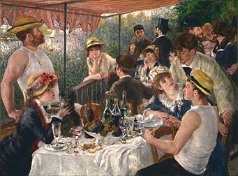 Le Déjeuner des canotiers, huile sur toile d'Auguste Renoir (1880-1881, The Phillips Collection, Washington). (définition réelle 3 973 × 2 933)