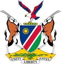 Coat of Arms of Namibia, with a Welwitschia in the bottom