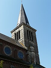 Photographie montrant le clocher de l'église