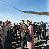 Kennedy und sei Weib bei da Okunft in Dallas