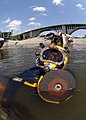 Surface supplied light head and closed circuit video camera on Kirby-Morgan 17 helmet.