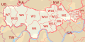 W postcode area map